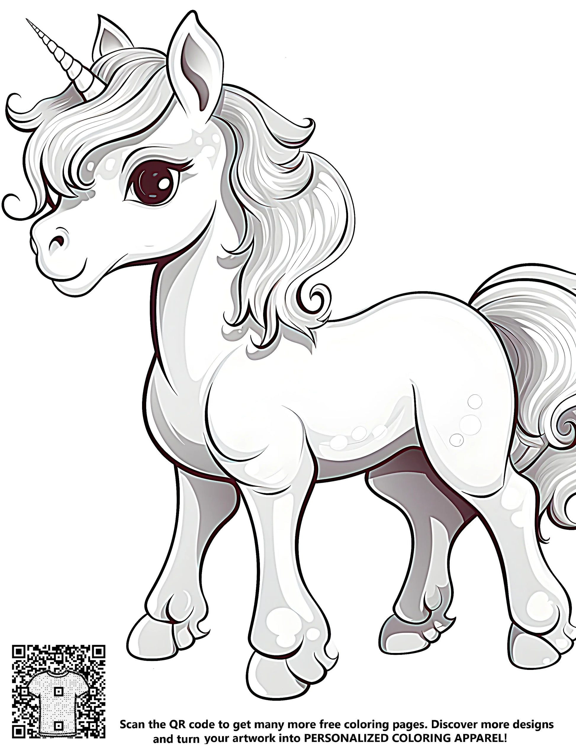 Magical horse coloring page free printable art kit with 10 vibrant fabric markers