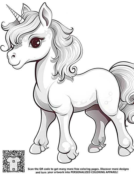 Magical horse coloring page free printable art kit with 10 vibrant fabric markers