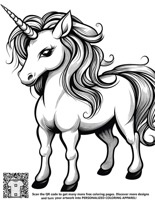 Majestic Unicorn Illustration Coloring Page