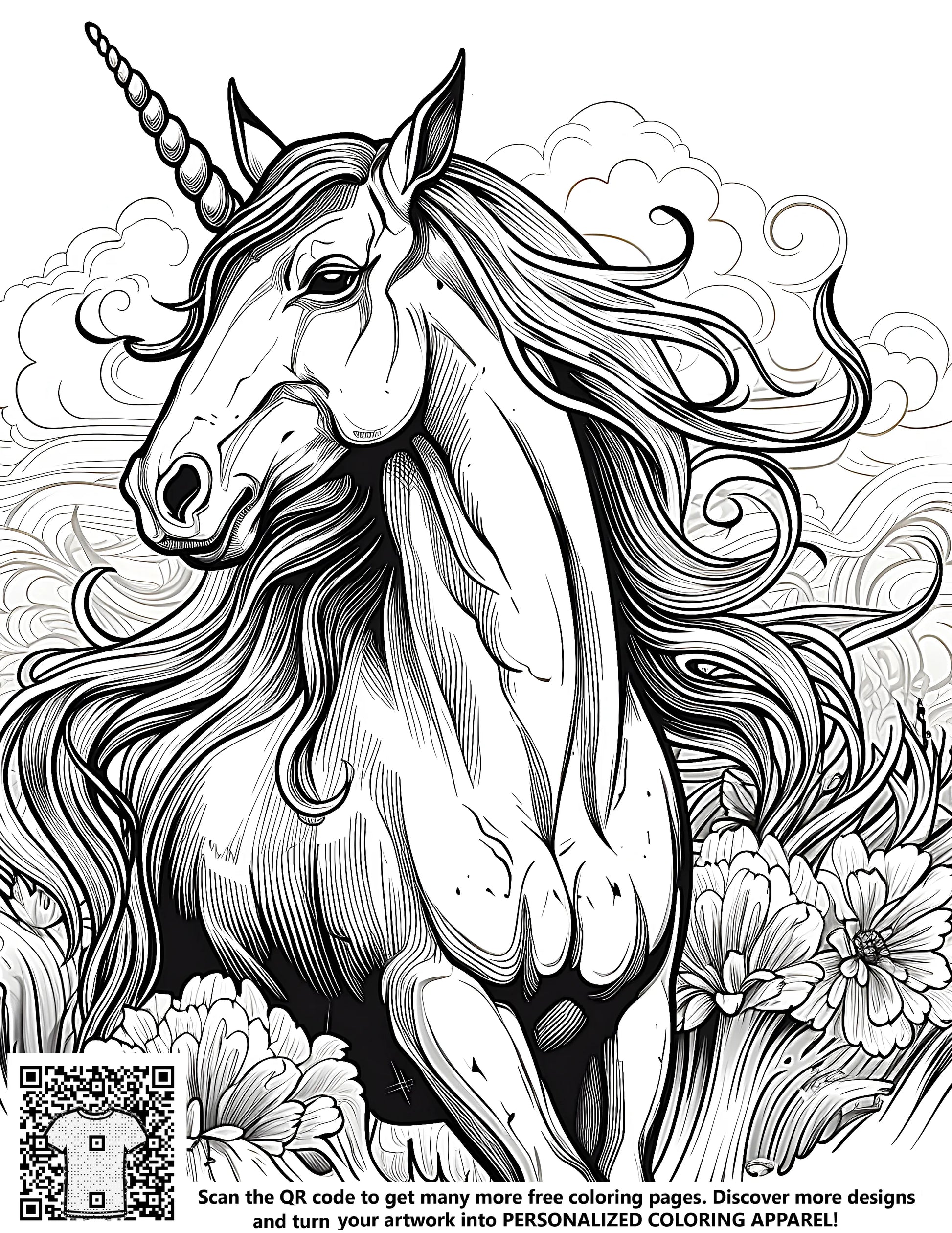 Unicorn coloring page illustrations with fabric markers - free printable art for kids