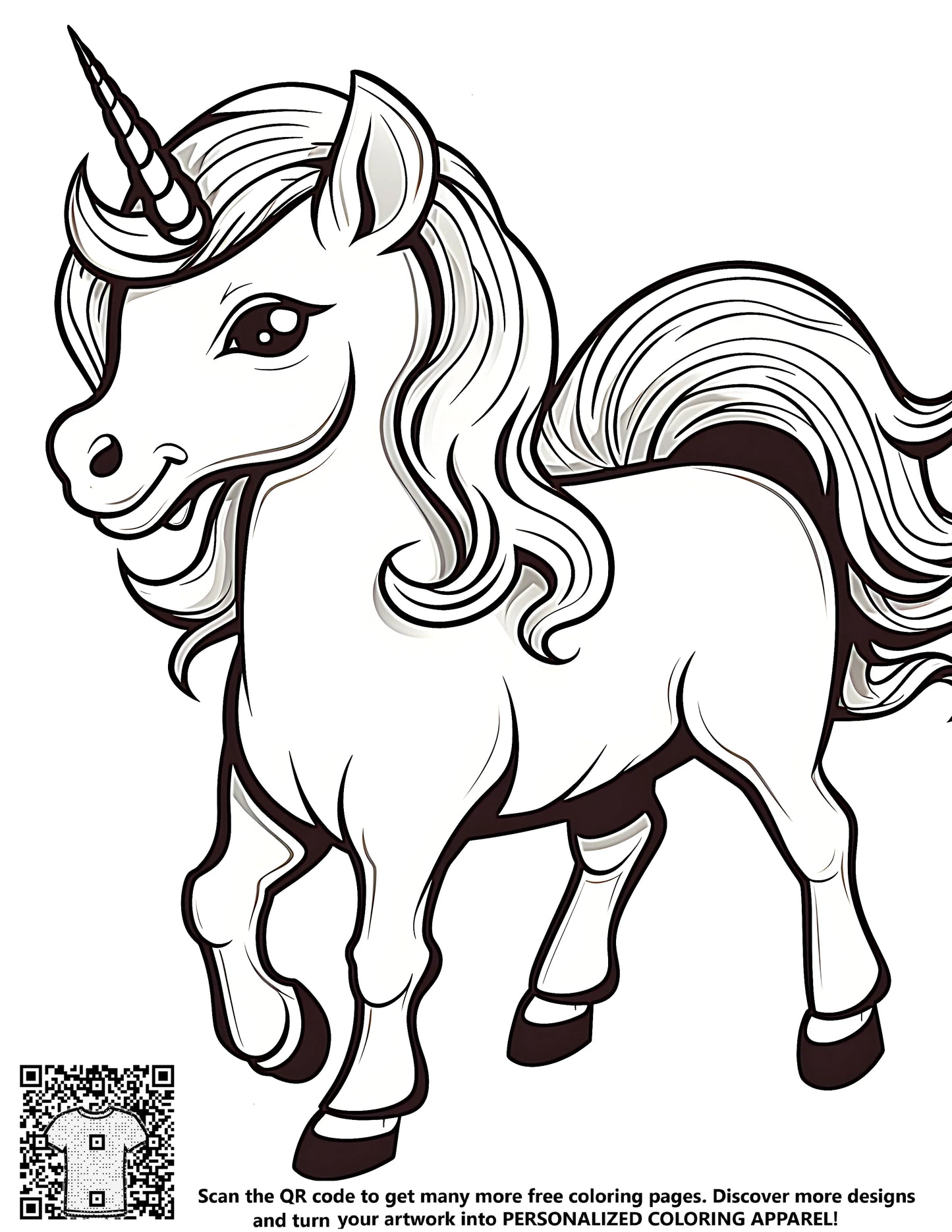 Majestic unicorn illustration free coloring page