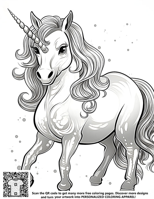 Magical unicorn coloring page with detailed illustrations and fantasy creature art