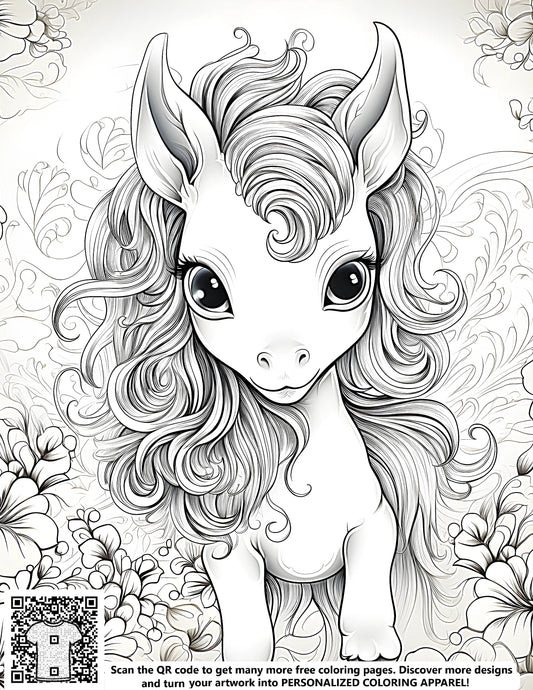 FREE Baby Unicorn Coloring Page with Intricate Floral Designs - Download NOW