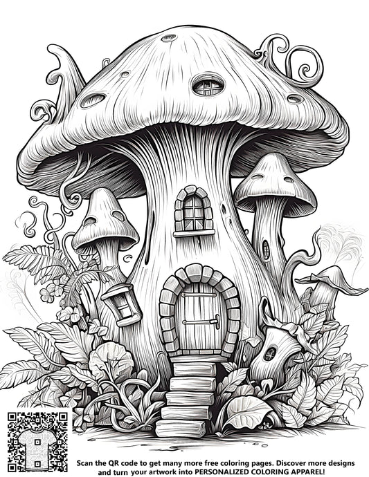 FREE Mushroom House Coloring Page - Printable Download