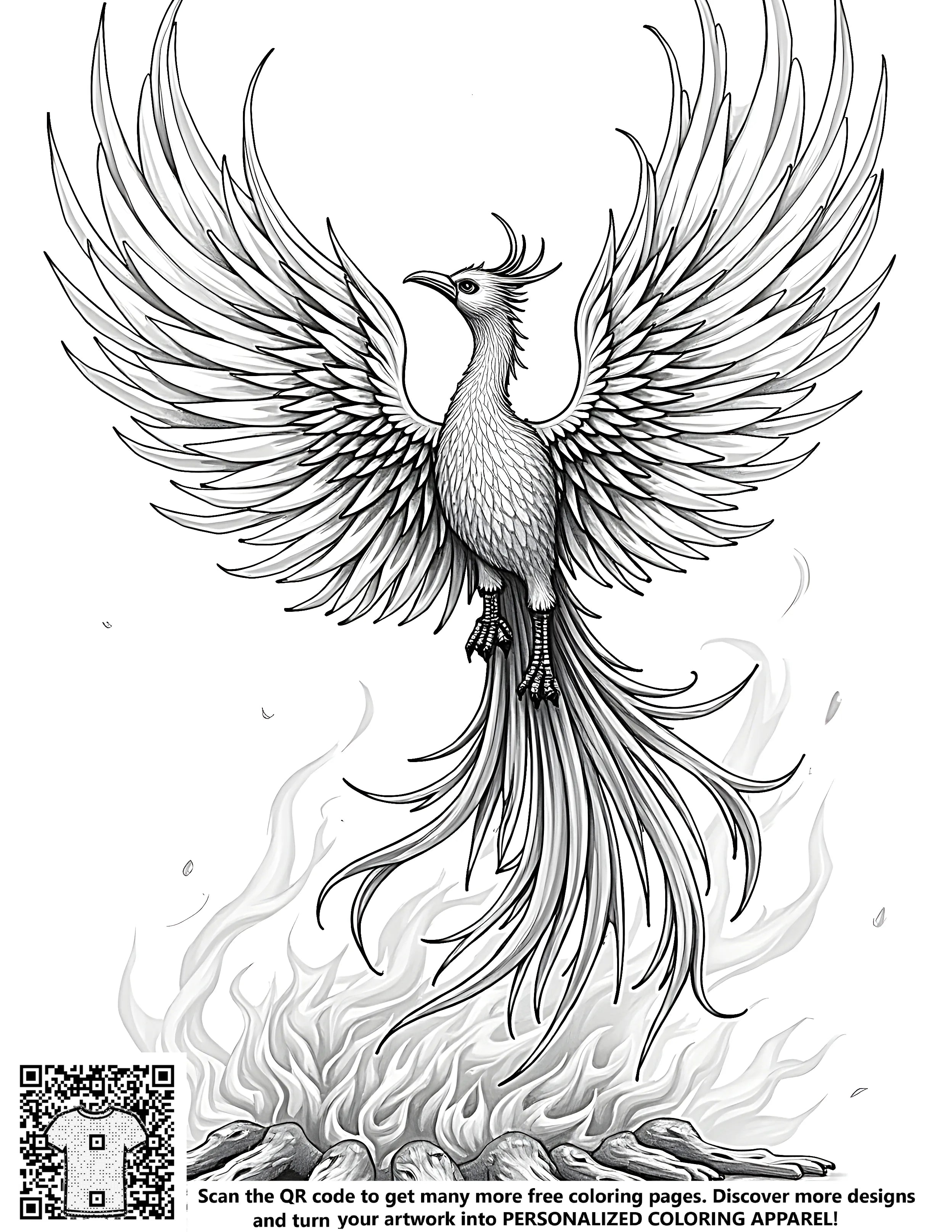 Free Phoenix Rising Coloring Page PDF | DaVinci in You – Davinci in You
