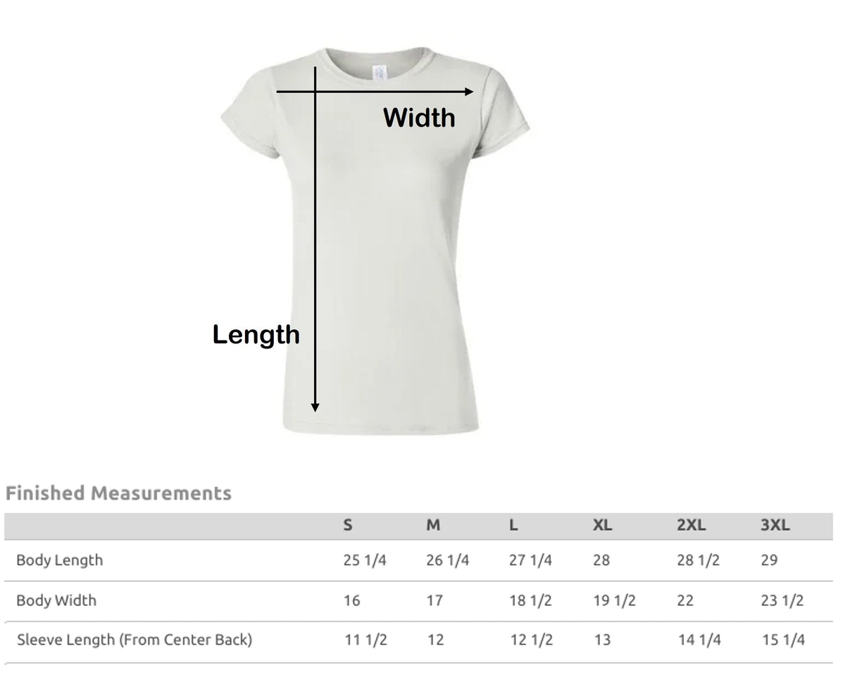 Womens T-Shirt size chart for DaVinci in You coloring kits