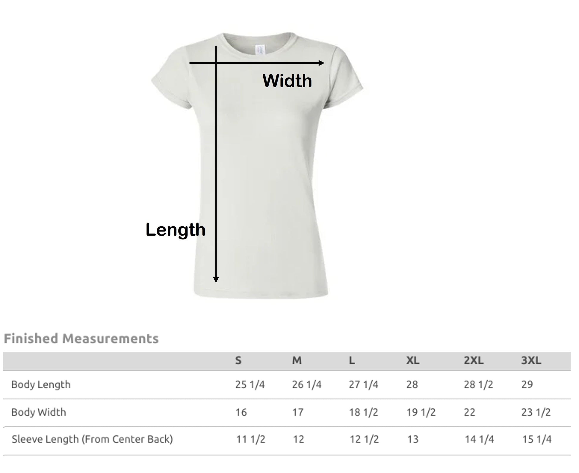 Womens T-Shirt size chart for DaVinci in You coloring kits