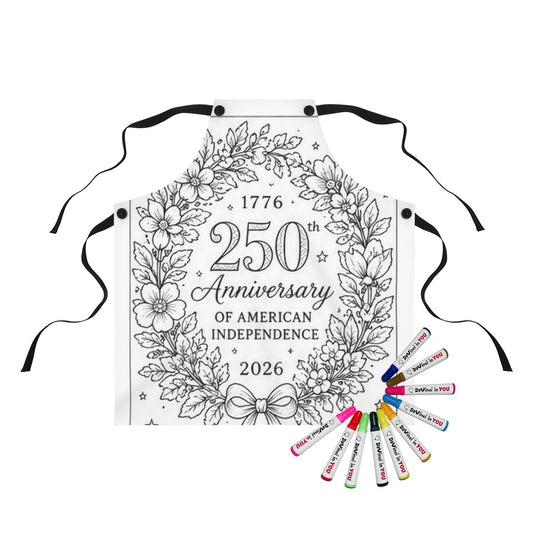 250th Anniversary Apron coloring kit mockup with polyester and graphic print