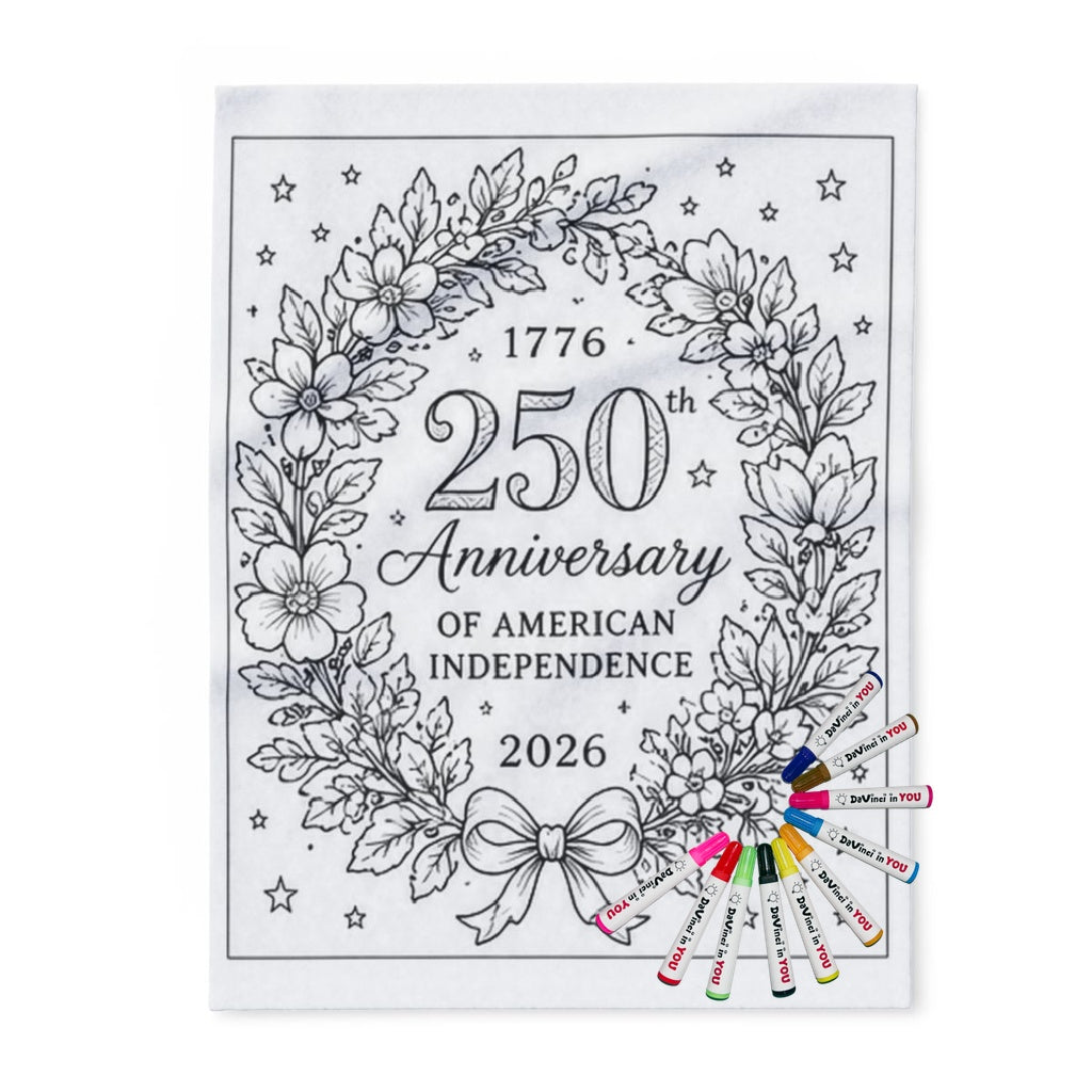 250th Anniversary Fleece Blanket coloring kit mockup with polyester fleece and graphic print