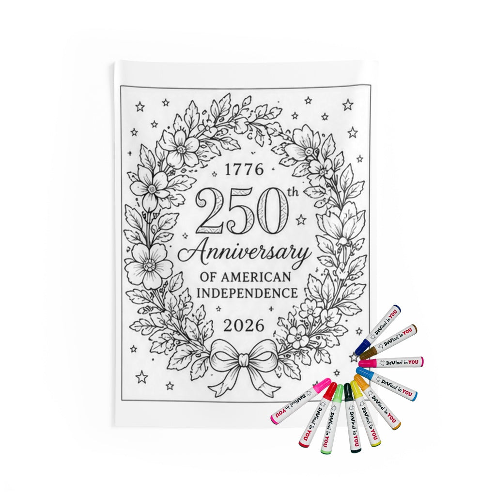 250th Anniversary Indoor Wall Tapestry coloring kit mockup with polyester and graphic print
