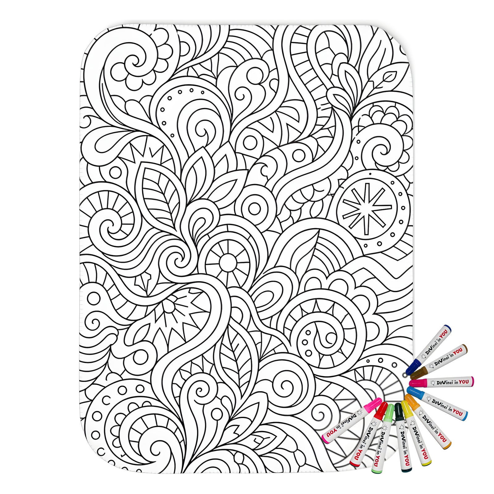 Coloring blanket with fabric markers