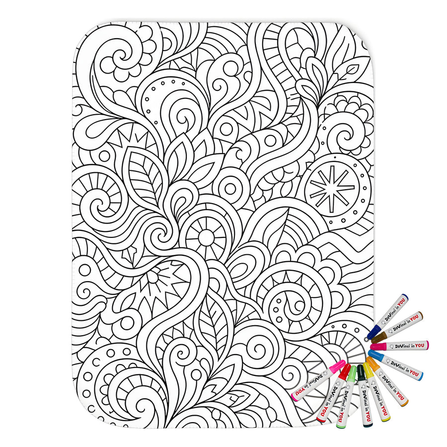 Coloring blanket with fabric markers