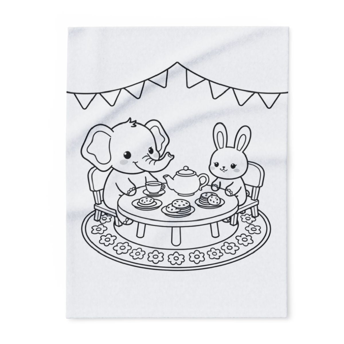 Fleece Blanket Coloring Kit with Fabric Markers - Cute Animal Tea Party