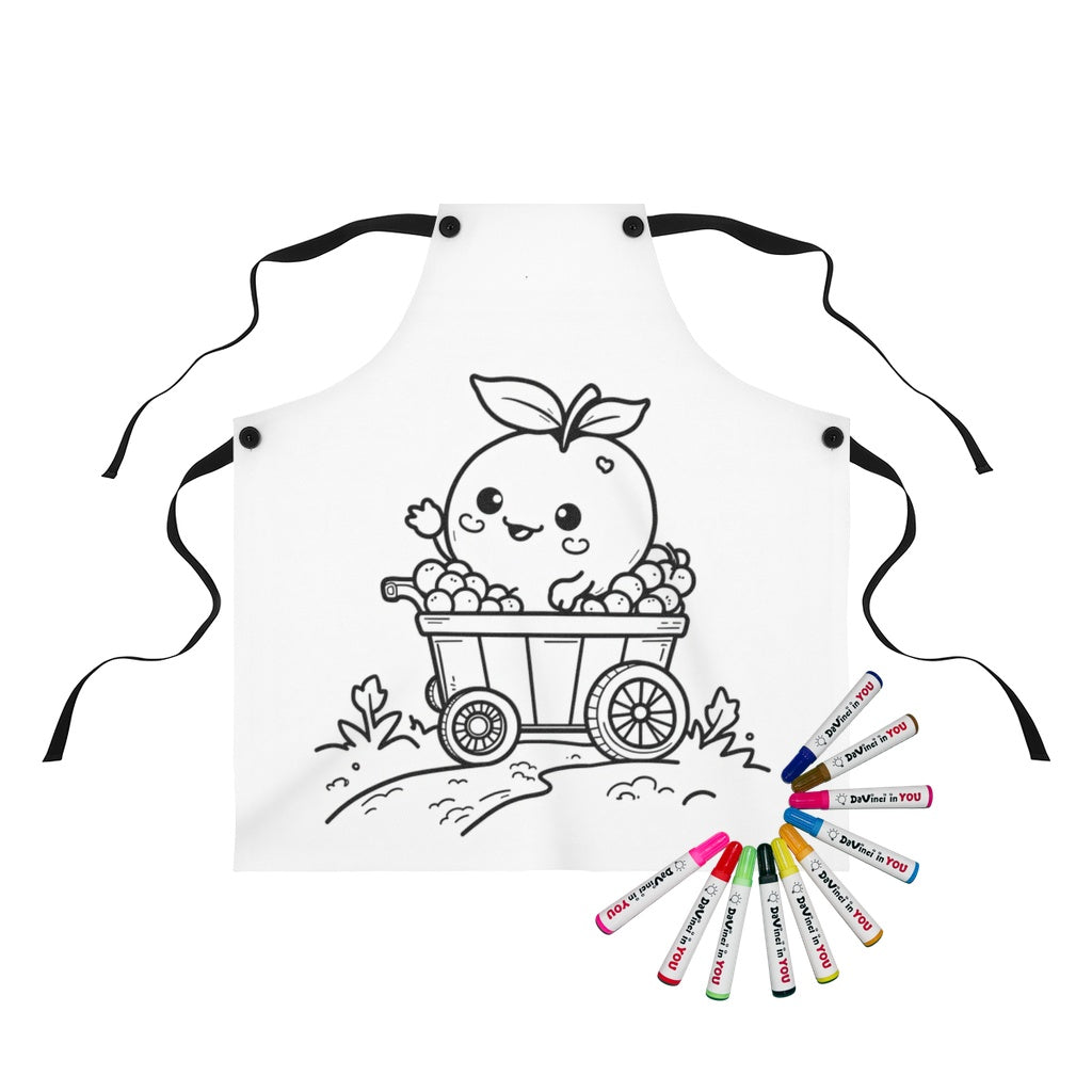 Apron Coloring Kit with 10 Fabric Markers - Cute Peach
