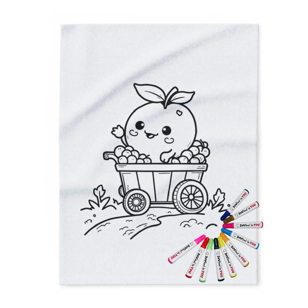 Fleece Blanket Coloring Kit with Fabric Markers - Cute Peach