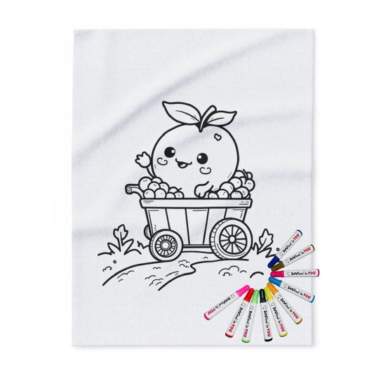 Fleece Blanket Coloring Kit with Fabric Markers - Cute Peach