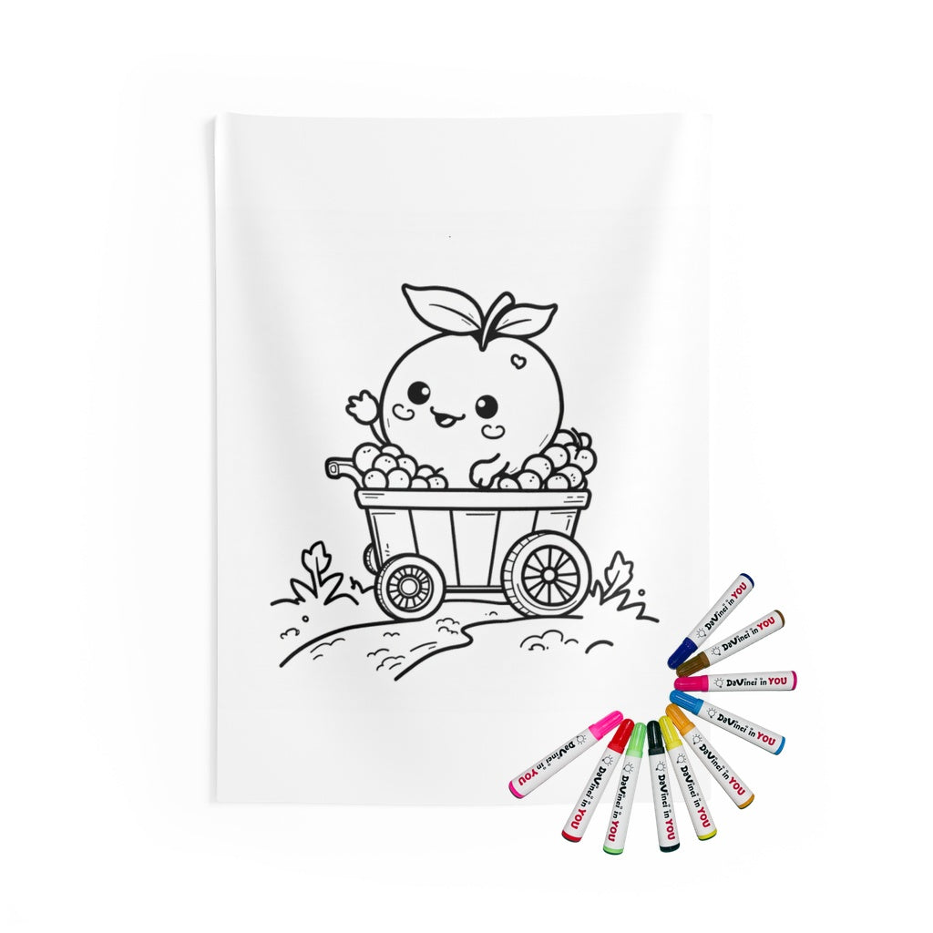 Indoor Wall Tapestry Coloring Kit with 10 Fabric Markers - Cute Peach