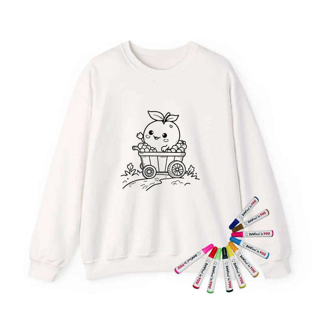 Adult Crewneck Sweatshirt Coloring Kit with 10 Fabric Markers - Cute Peach