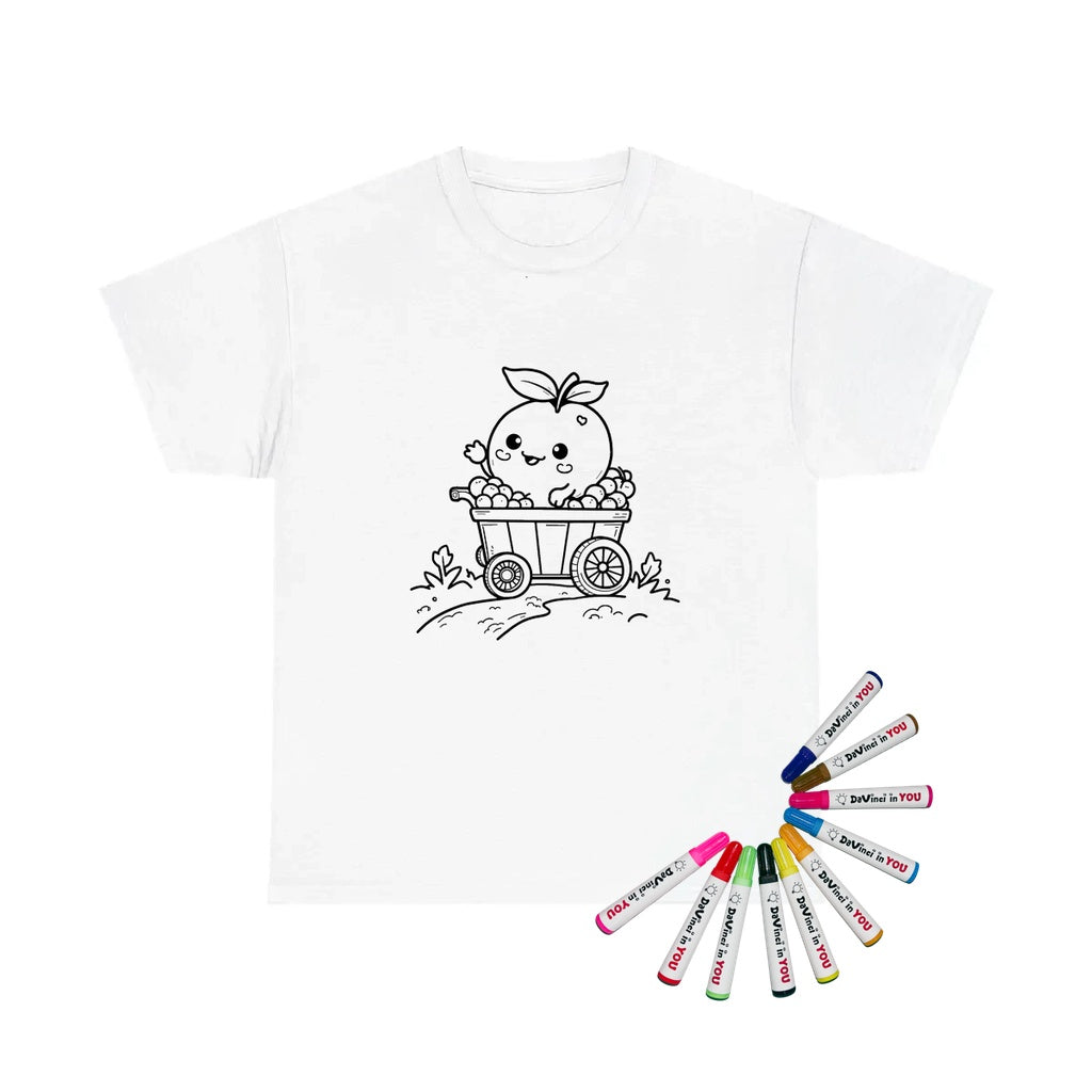 Unisex T-Shirt Coloring Kit with 10 Fabric Markers - Cute Peach