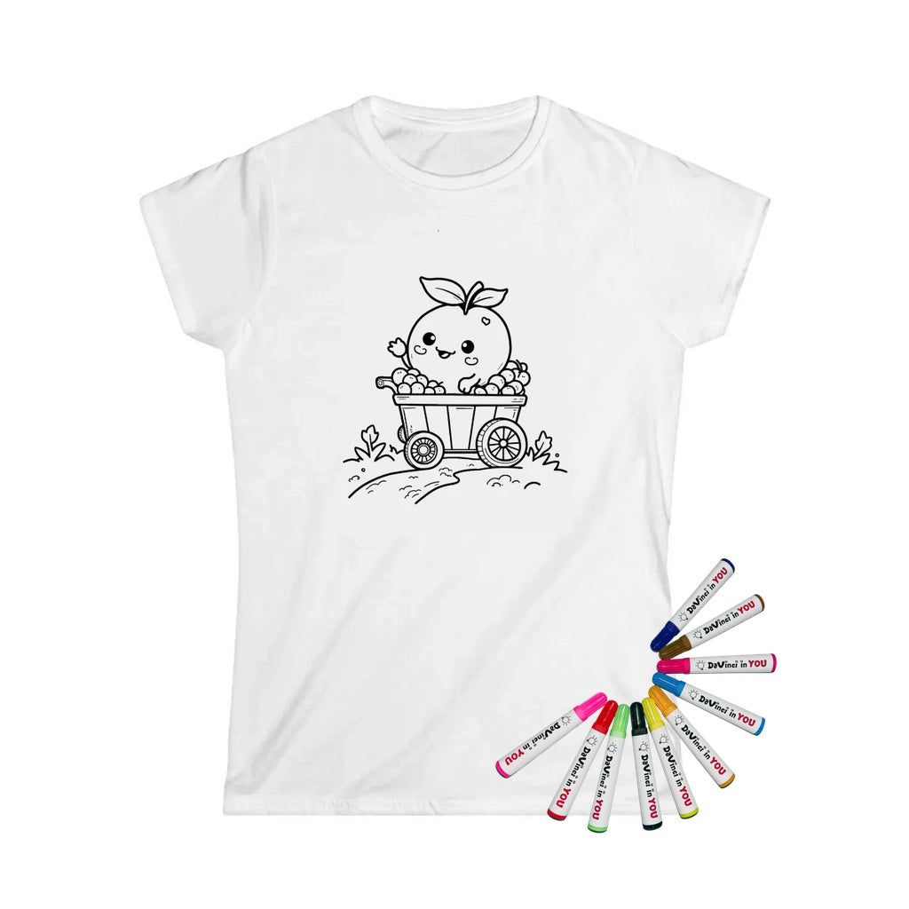 Womens T-Shirt Coloring Kit with 10 Fabric Markers - Cute Peach