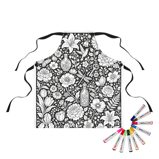Botanical Garden Apron coloring kit mockup with polyester and graphic print
