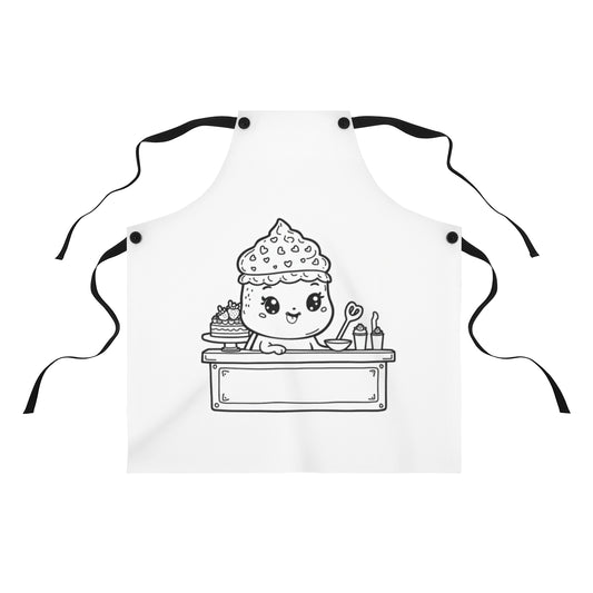 Apron Coloring Kit with 10 Fabric Markers - Cute Cupcake