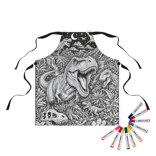 Dinosaur Volcano Valley Apron coloring kit mockup with polyester and graphic print