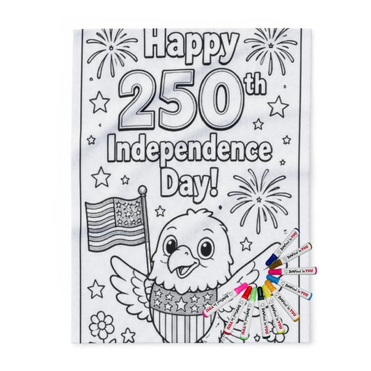 Independence Day Fleece Blanket coloring kit mockup with polyester fleece and graphic print