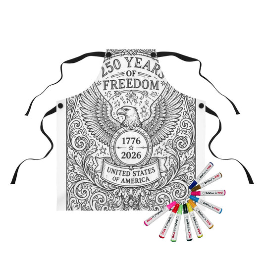 Patriotic Eagle Apron coloring kit mockup with polyester and graphic print