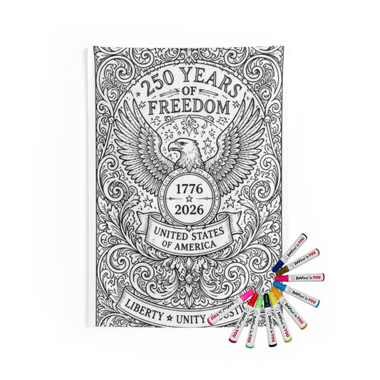 Patriotic Eagle Indoor Wall Tapestry coloring kit mockup with polyester and graphic print