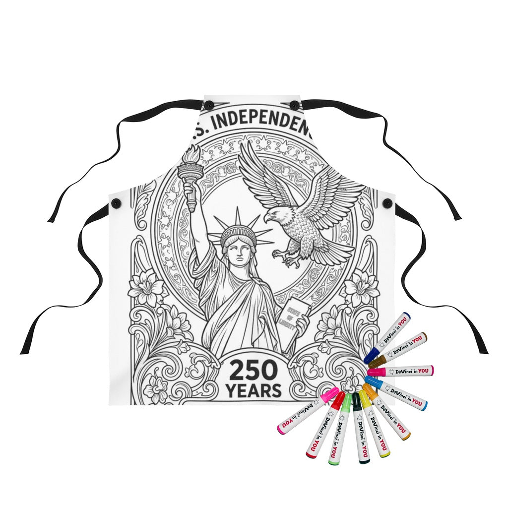 Patriotic for U S Independence Apron coloring kit mockup with polyester and graphic print