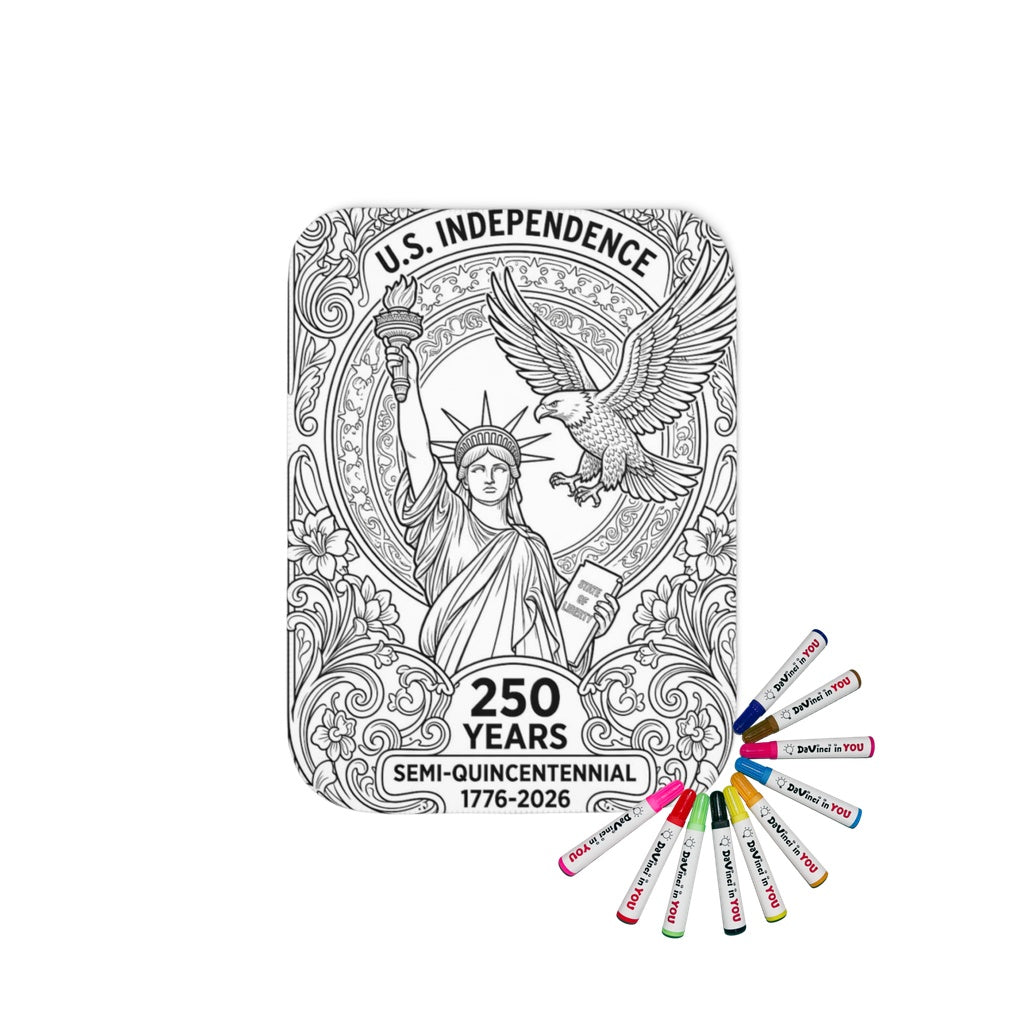 Patriotic for U S Independence Sherpa Blanket coloring kit mockup with polyester and graphic print