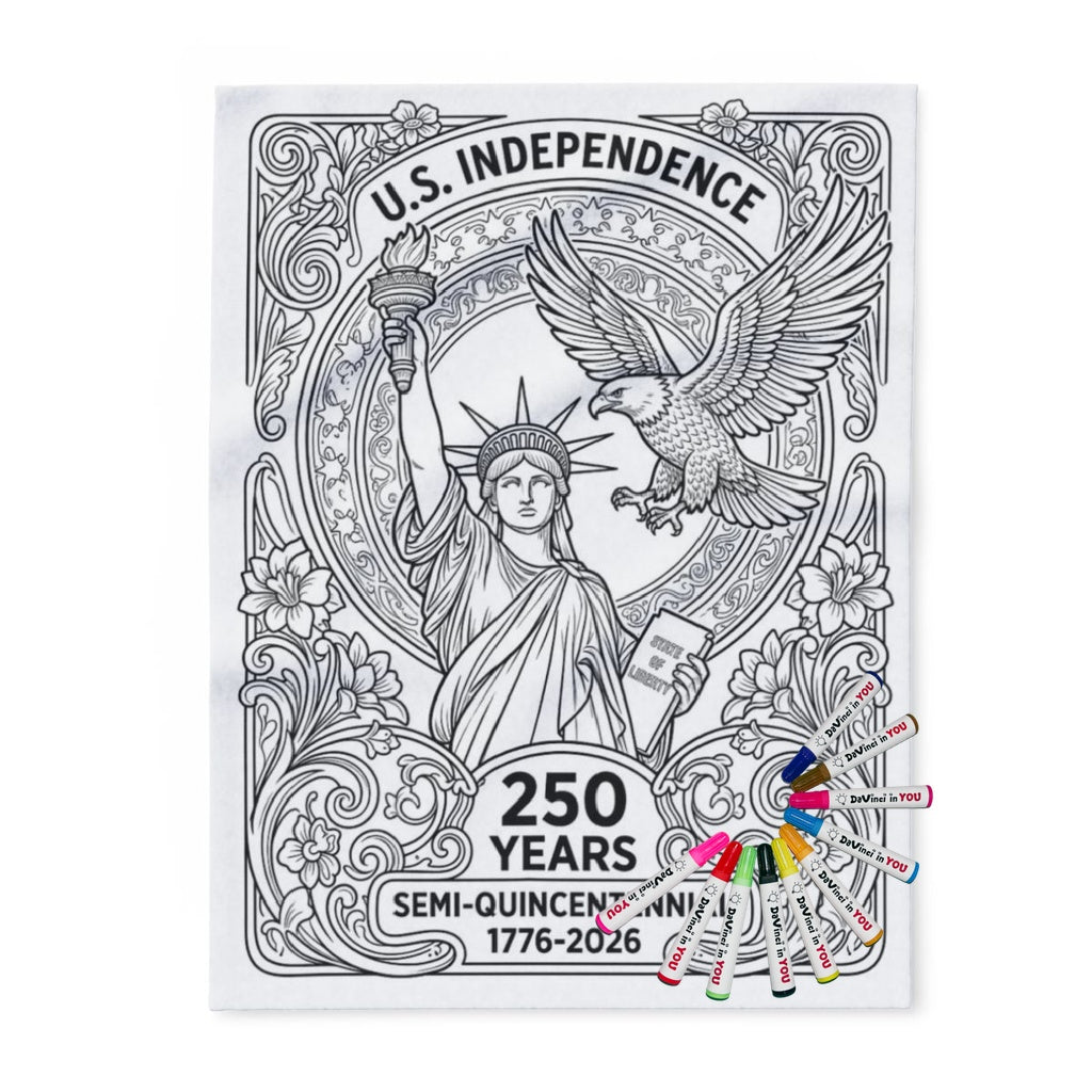 Patriotic for U S Independence Fleece Blanket coloring kit mockup with polyester fleece and graphic print