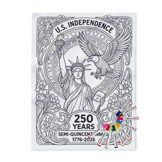Patriotic for U S Independence Fleece Blanket coloring kit mockup with polyester fleece and graphic print
