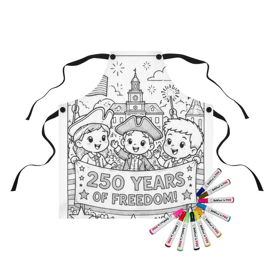 Patriotic Kids Apron coloring kit mockup with polyester and graphic print