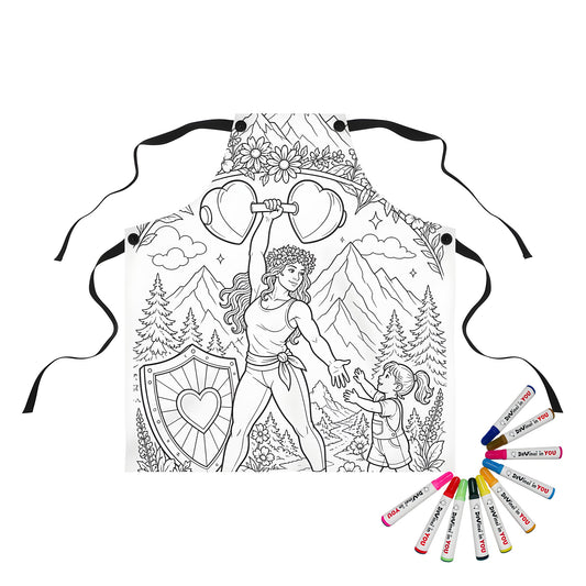 Strong Mom Apron coloring kit mockup with polyester and graphic print