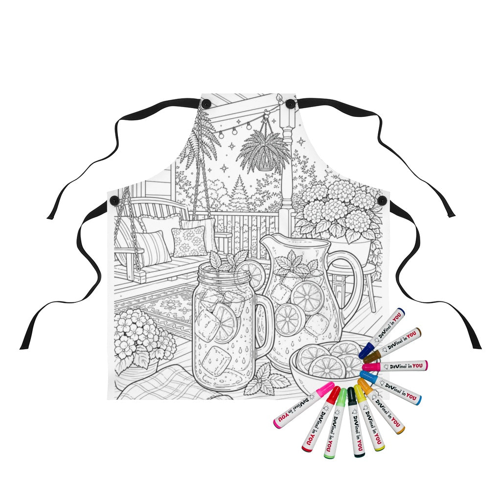 Apron Coloring Kit with 10 Fabric Markers - Summer Porch