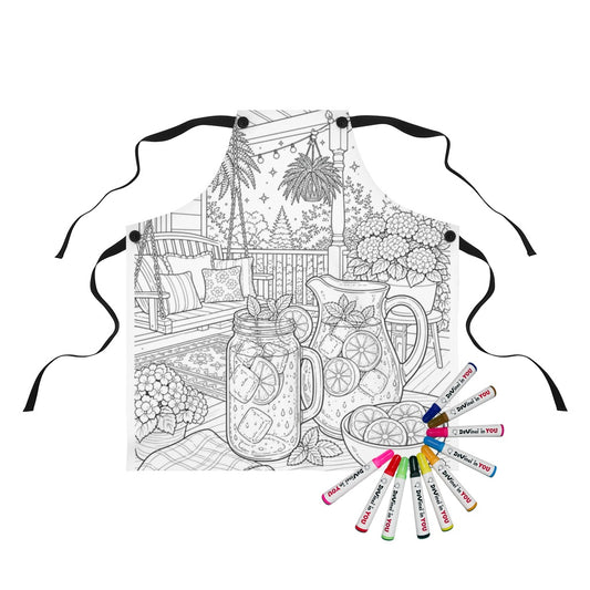 Apron Coloring Kit with 10 Fabric Markers - Summer Porch