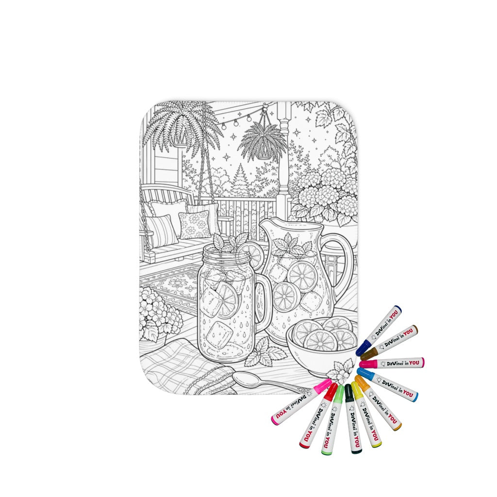 Sherpa Blanket Coloring Kit with Fabric Markers - Summer Porch