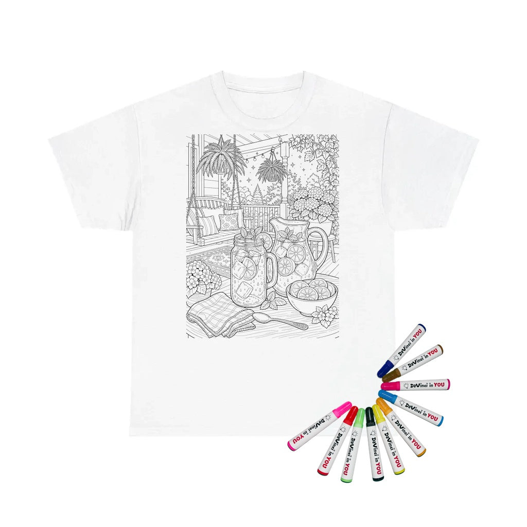 Kids T-Shirt Coloring Kit with 10 Fabric Markers - Summer Porch