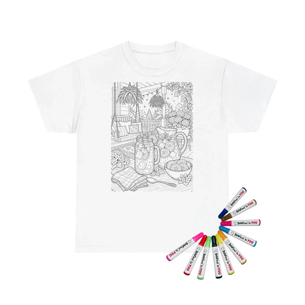 Unisex T-Shirt Coloring Kit with 10 Fabric Markers - Summer Porch