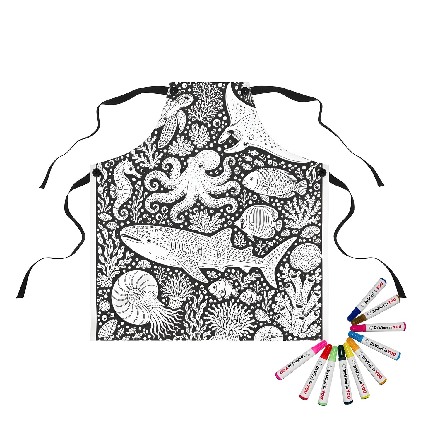 Tropical Coral Reef Apron coloring kit mockup with polyester and graphic print