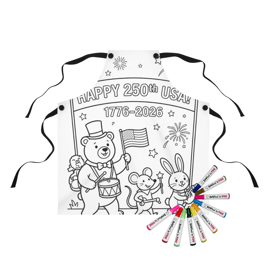 USA 250th Anniversary Apron coloring kit mockup with polyester and graphic print