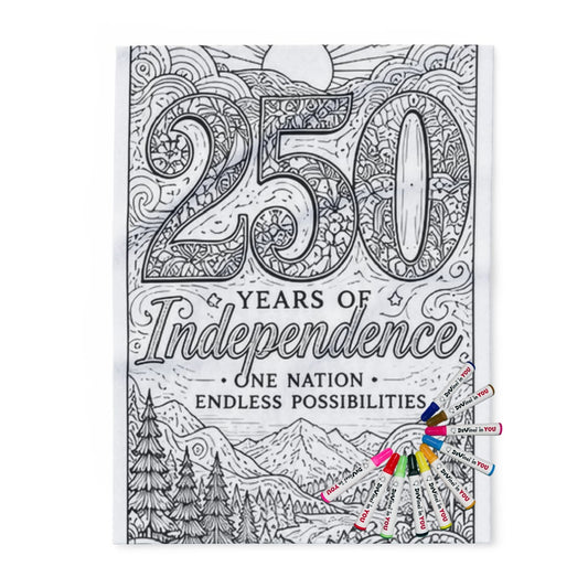 250 Years of Independence Fleece Blanket coloring kit mockup with polyester fleece and graphic print