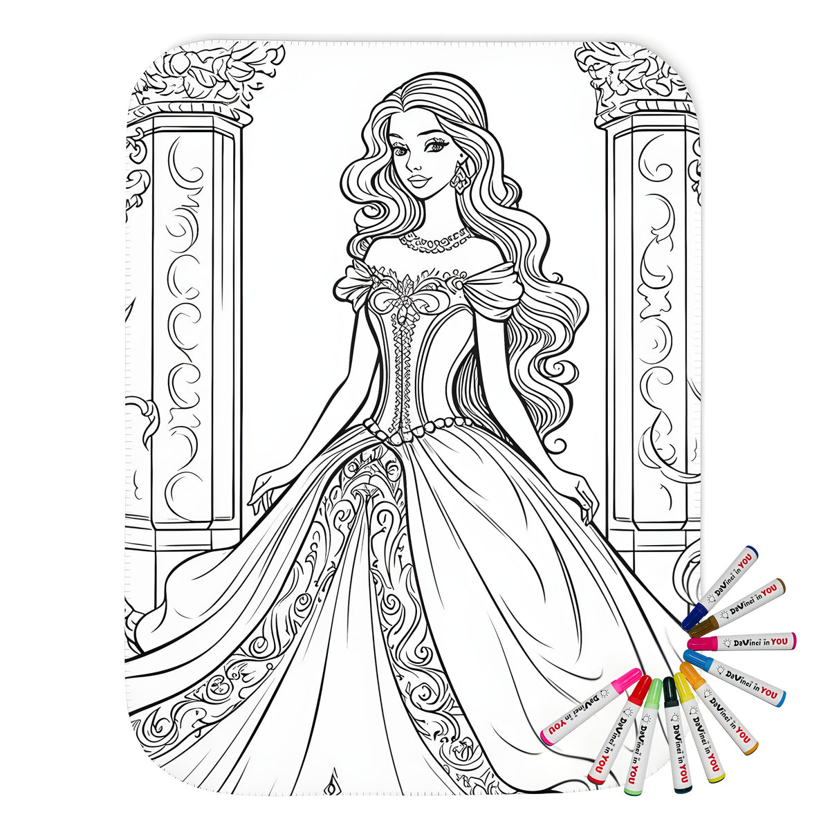 Royal princess throne room coloring blanket with elegant noble ladies