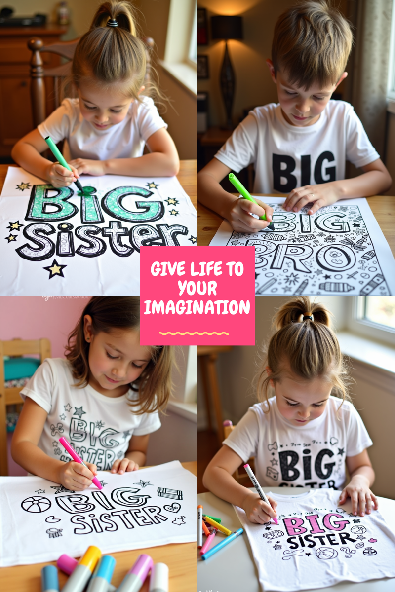 Kid's T-shirt Coloring Kit with 10 Fabric Markers - Big Sister