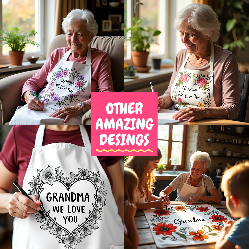 Apron Coloring Kit with 10 Fabric Markers - Grandma