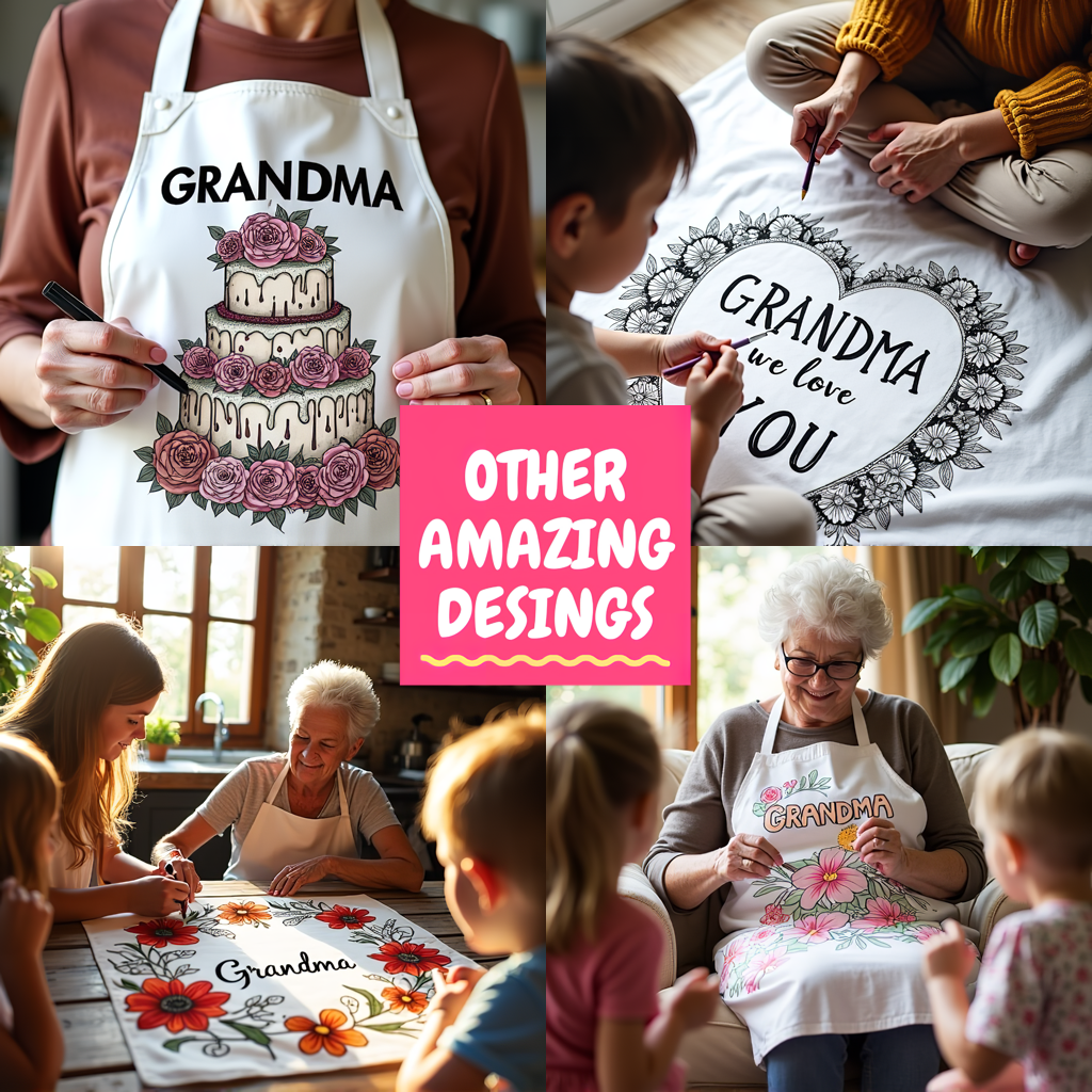 Apron Coloring Kit with 10 Fabric Markers - Grandma