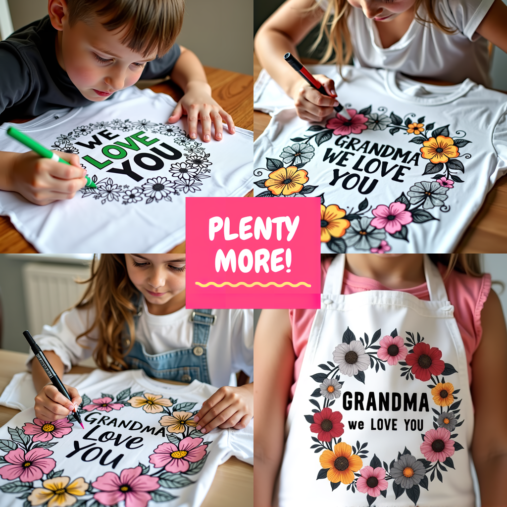 Kid's T-shirt Coloring Kit with 10 Fabric Markers - Love & Affection