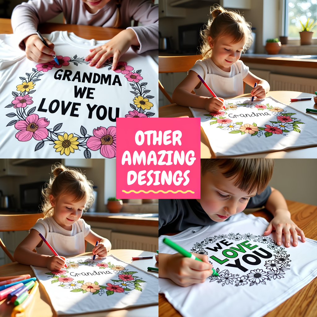 Kid's T-shirt Coloring Kit with 10 Fabric Markers - Grandma